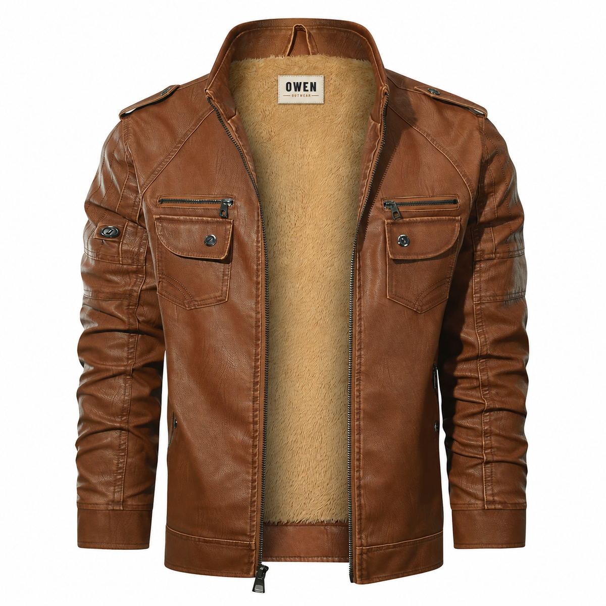 Harlow Fleece Biker Jacket – Vegan Leather